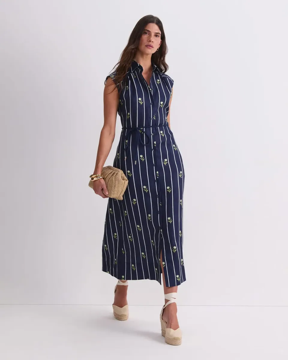 Sportscraft Hampton abito camicia donna 10 lino midi