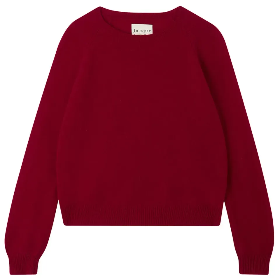 Jumper 1234 Crop Crew maglione cashmere rosso scuro corto