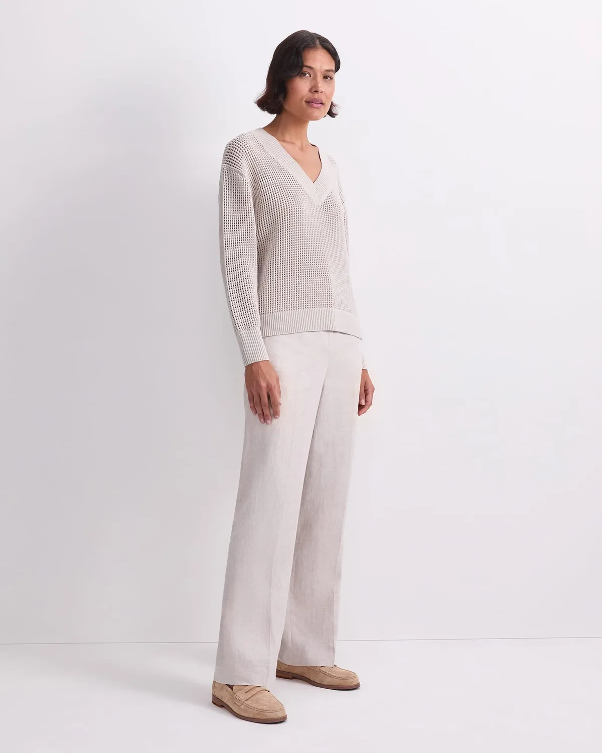 Sportscraft Crochet maglia scollo V cotone donna