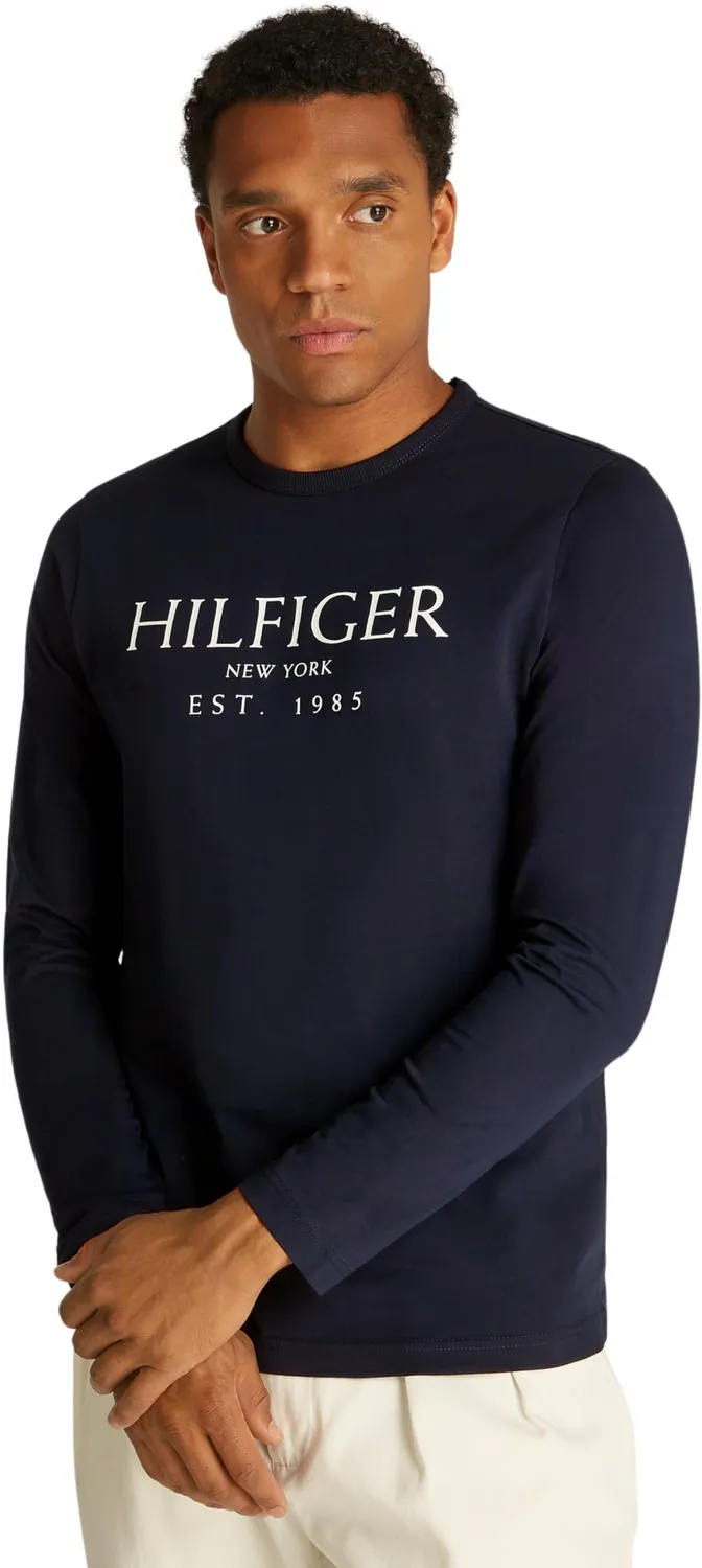 Tommy Hilfiger Girocollo Maglietta Maniche Lunghe Uomo Nera Cotone