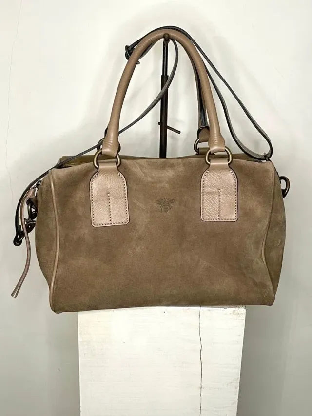 LOL Roma bauletto Lucca borsa tortora suede pelle