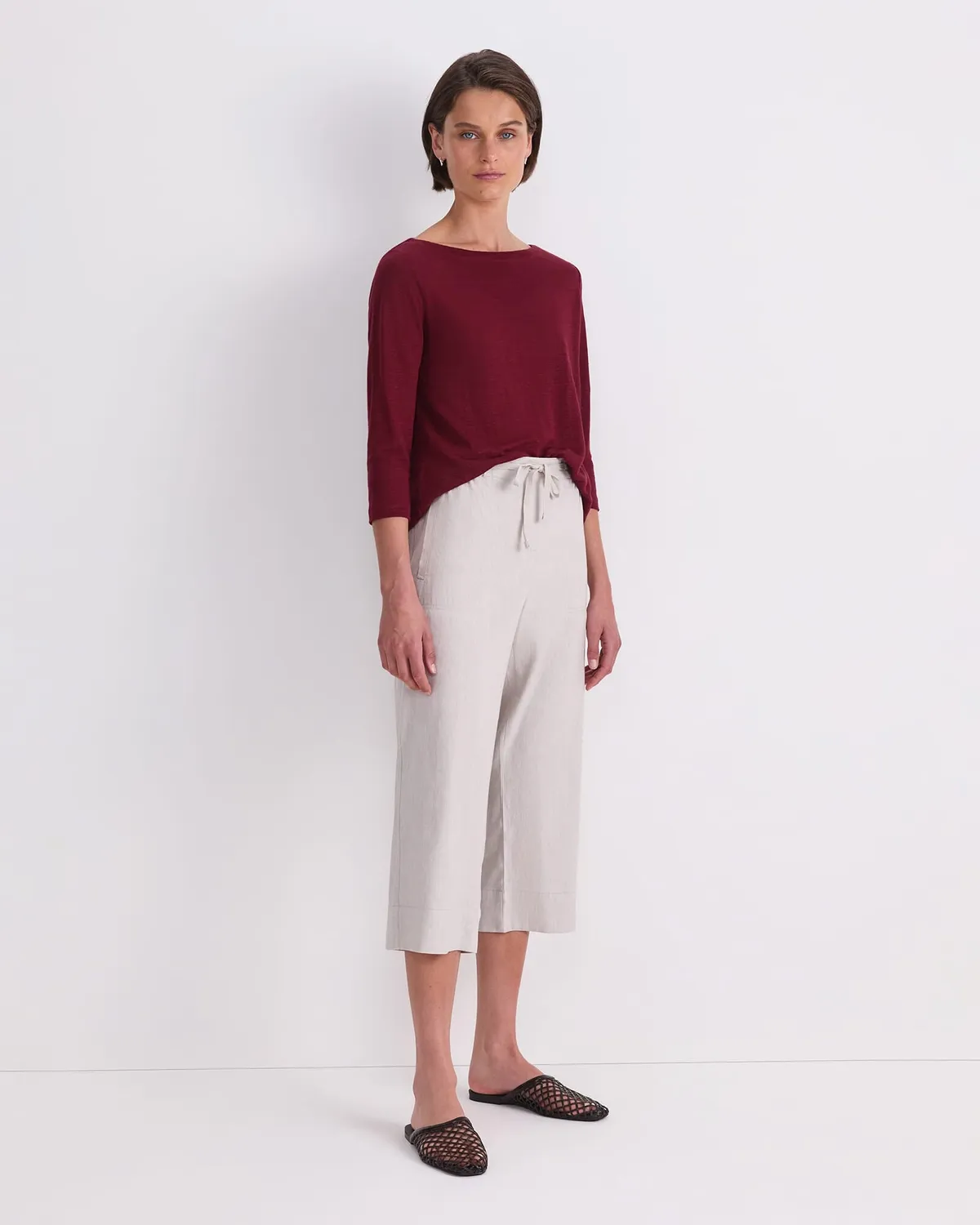 Sportscraft Rosa Crop pantaloni lino elasticizzati