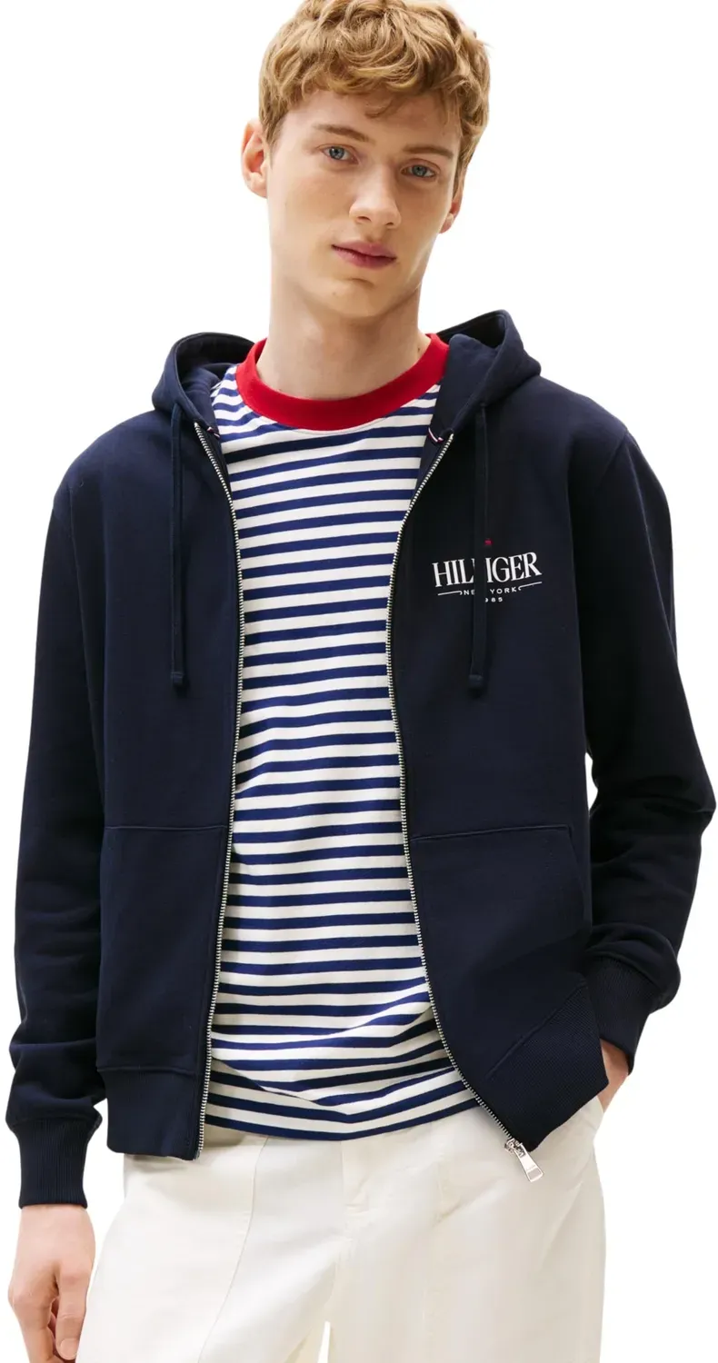 Tommy Hilfiger Stacked Felpa Uomo Zip S Blu Desert Sky