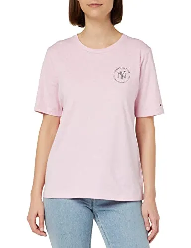 Tommy Hilfiger Reg NYC Roundall Top Donna Manica Corta Girocollo
