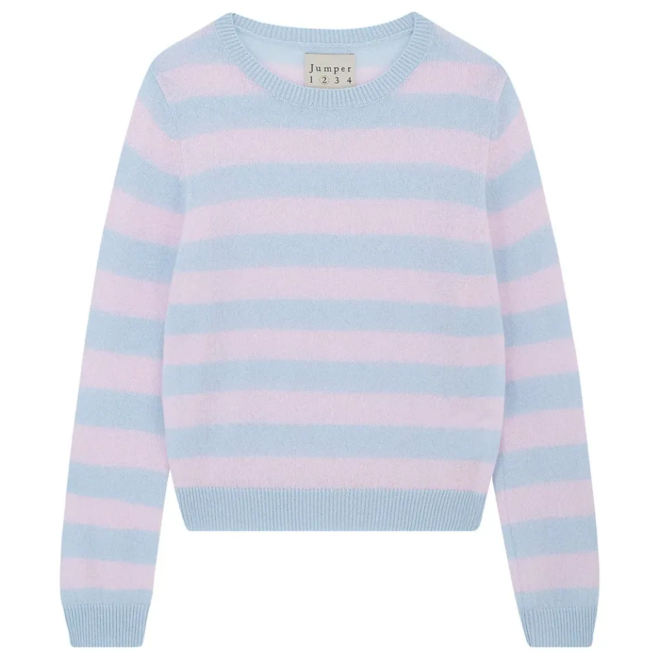 Jumper 1234 Cashmere Stripe Crew maglione azzurro rosa