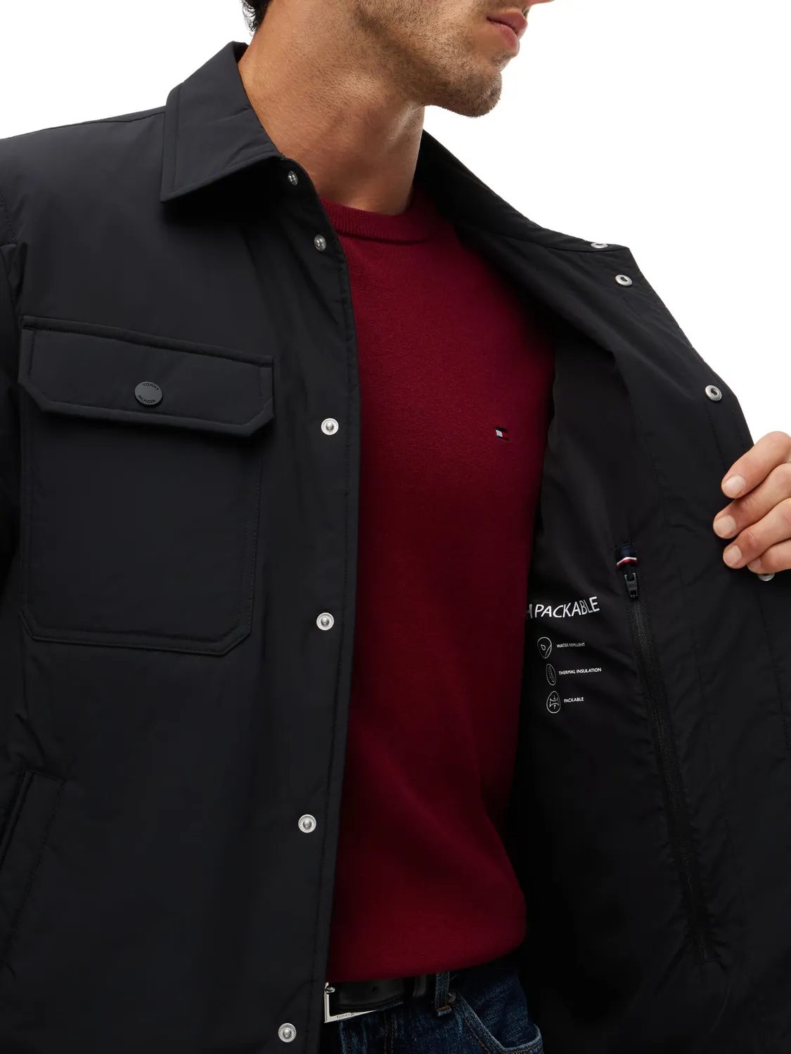Tommy Hilfiger Packable MW0MW44767 camicia giacca uomo XL leggera