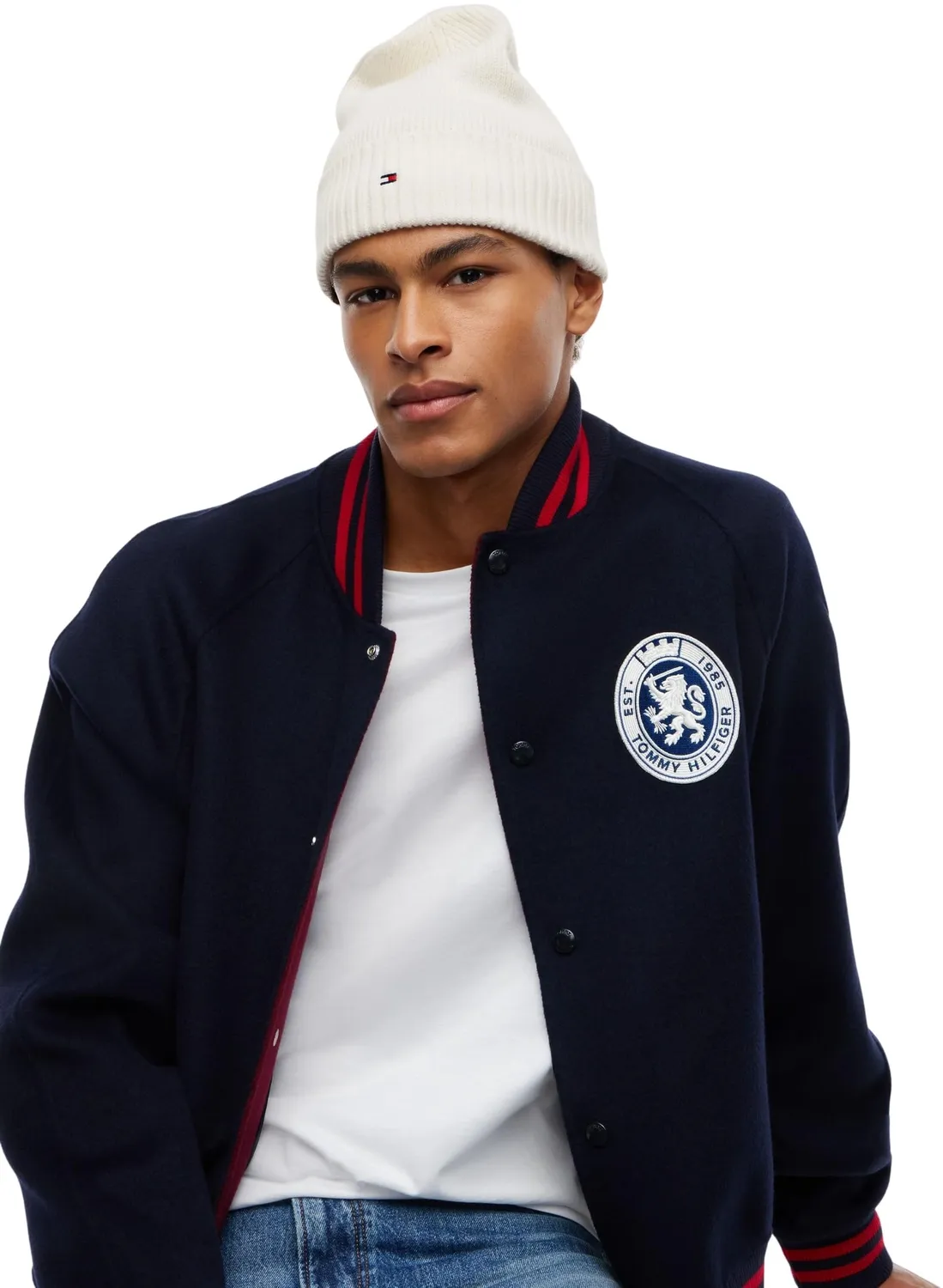 Tommy Hilfiger TH Flag cuffia uomo gialla cotone pima