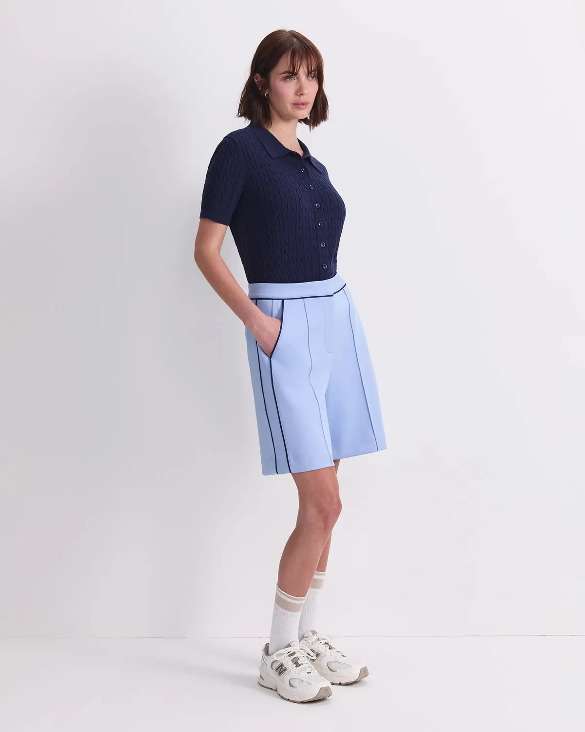 Sportscraft Lina Track Shorts donna cotone ponte piping