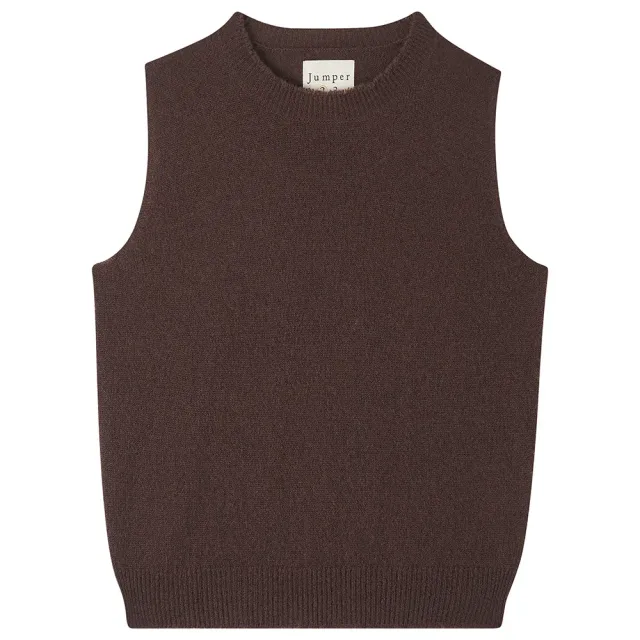 JUMPER 1234 Distressed Tank Gilet marrone 100% cashmere