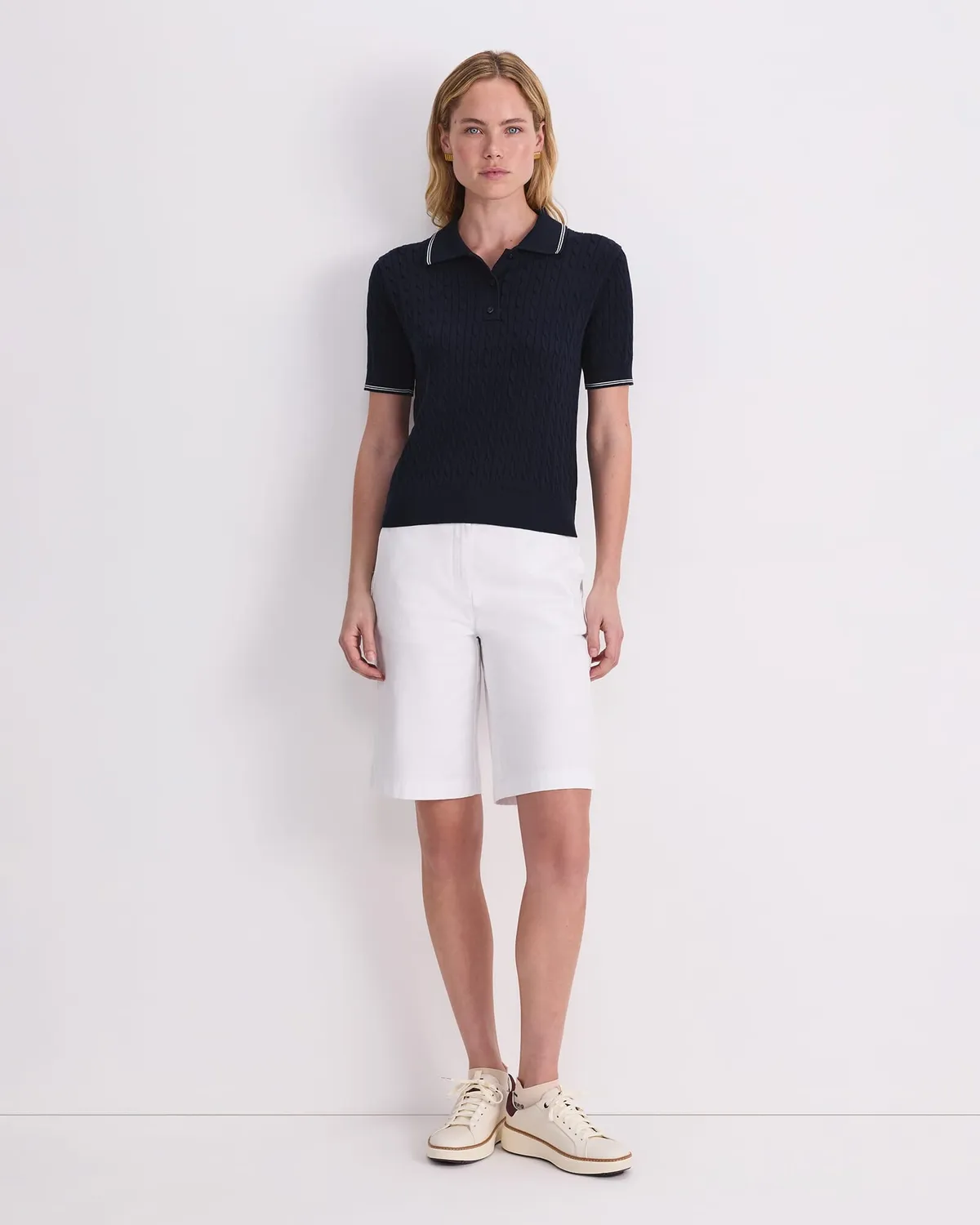 Sportscraft Chiffon polo donna cotone trecce manica corta