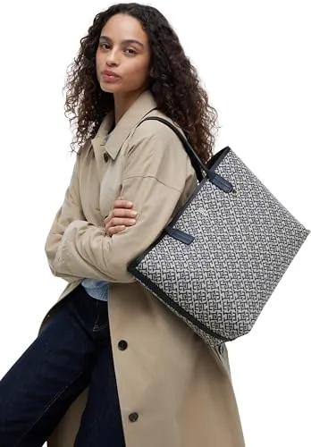 Tommy Hilfiger Icon Jacquard borsa tote blu monogramma