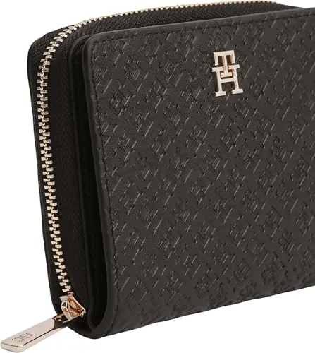 Tommy Hilfiger TH Icon AW0AW18474 portafoglio donna nero zip