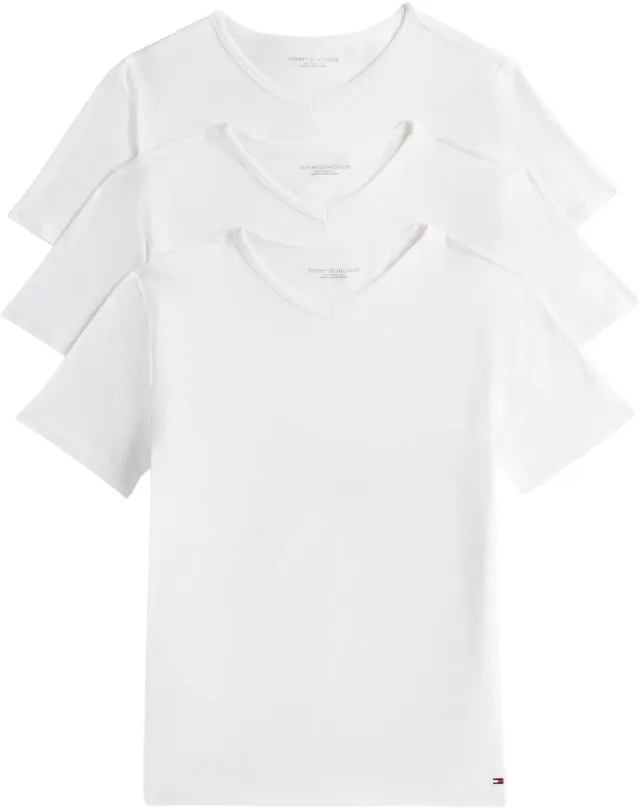 Tommy Hilfiger Stretch Scollo a V Maglietta Uomo 3 Pezzi Bianca