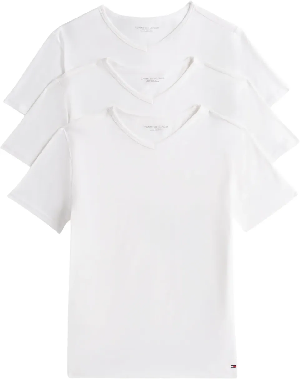 Tommy Hilfiger Stretch Scollo a V Maglietta Uomo 3 Pezzi Bianca