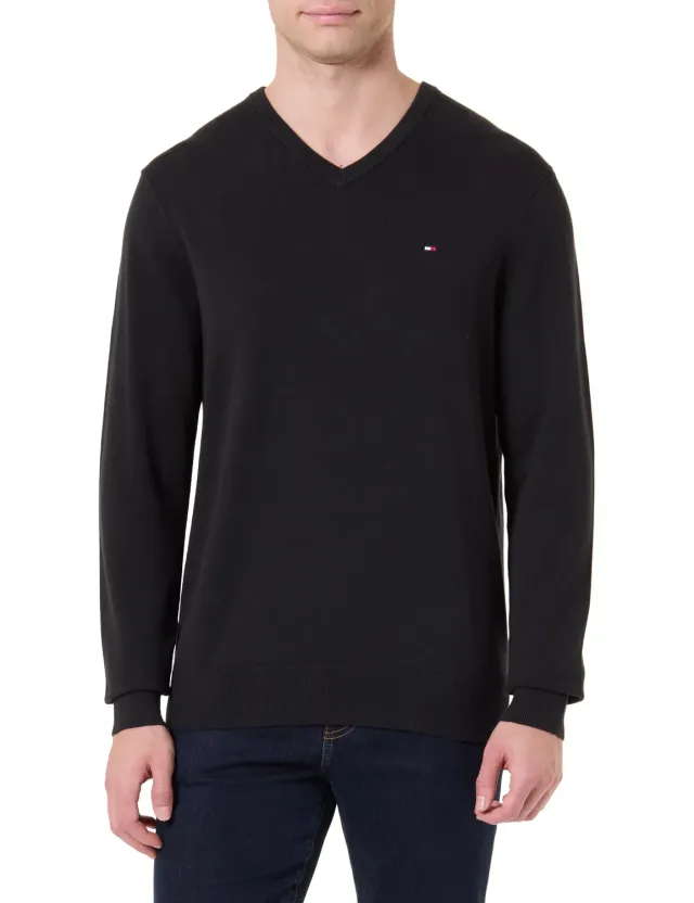 Tommy Hilfiger Essential Cotton V Neck maglione XXL nero