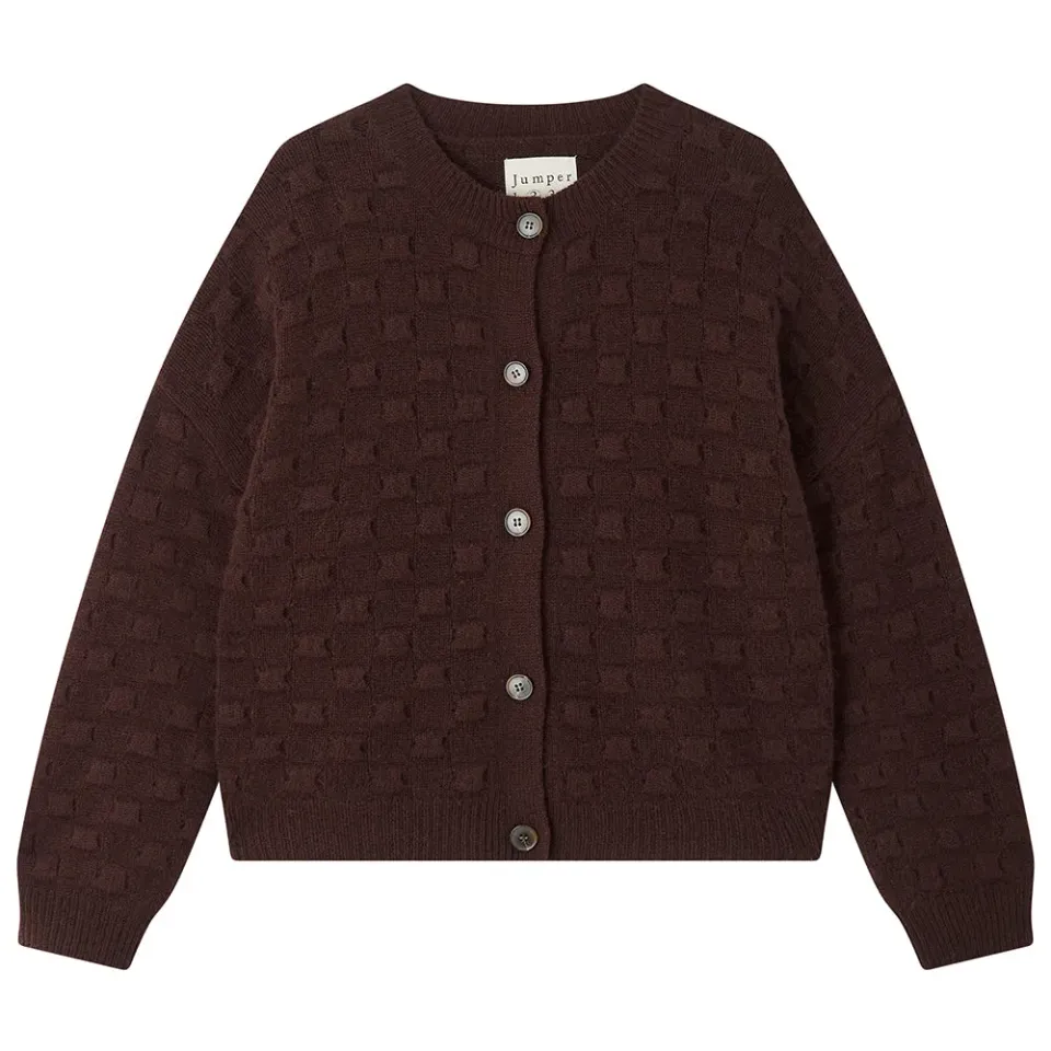 Jumper 1234 Textured Square cardigan lana cashmere marrone
