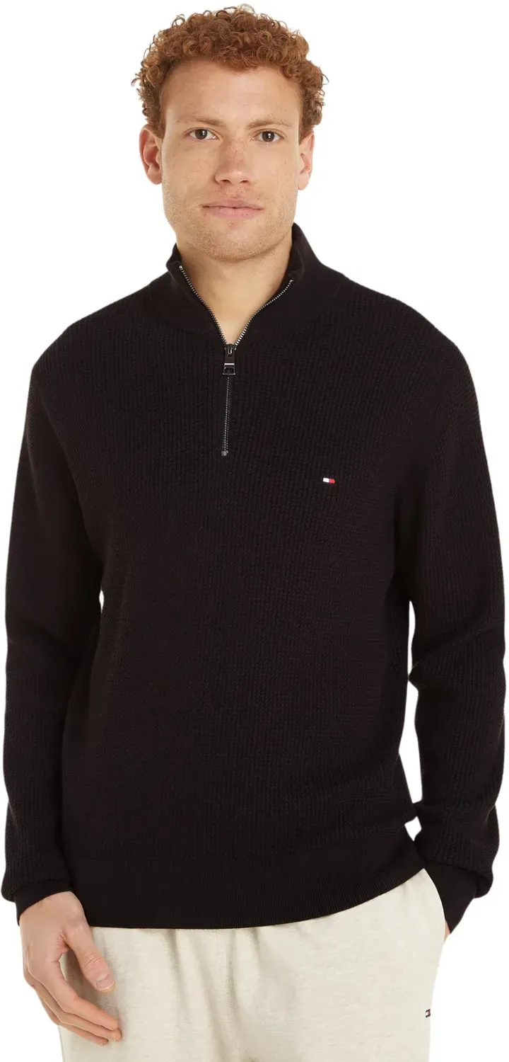 Tommy Hilfiger Mock Neck Mezza Zip pullover nero uomo