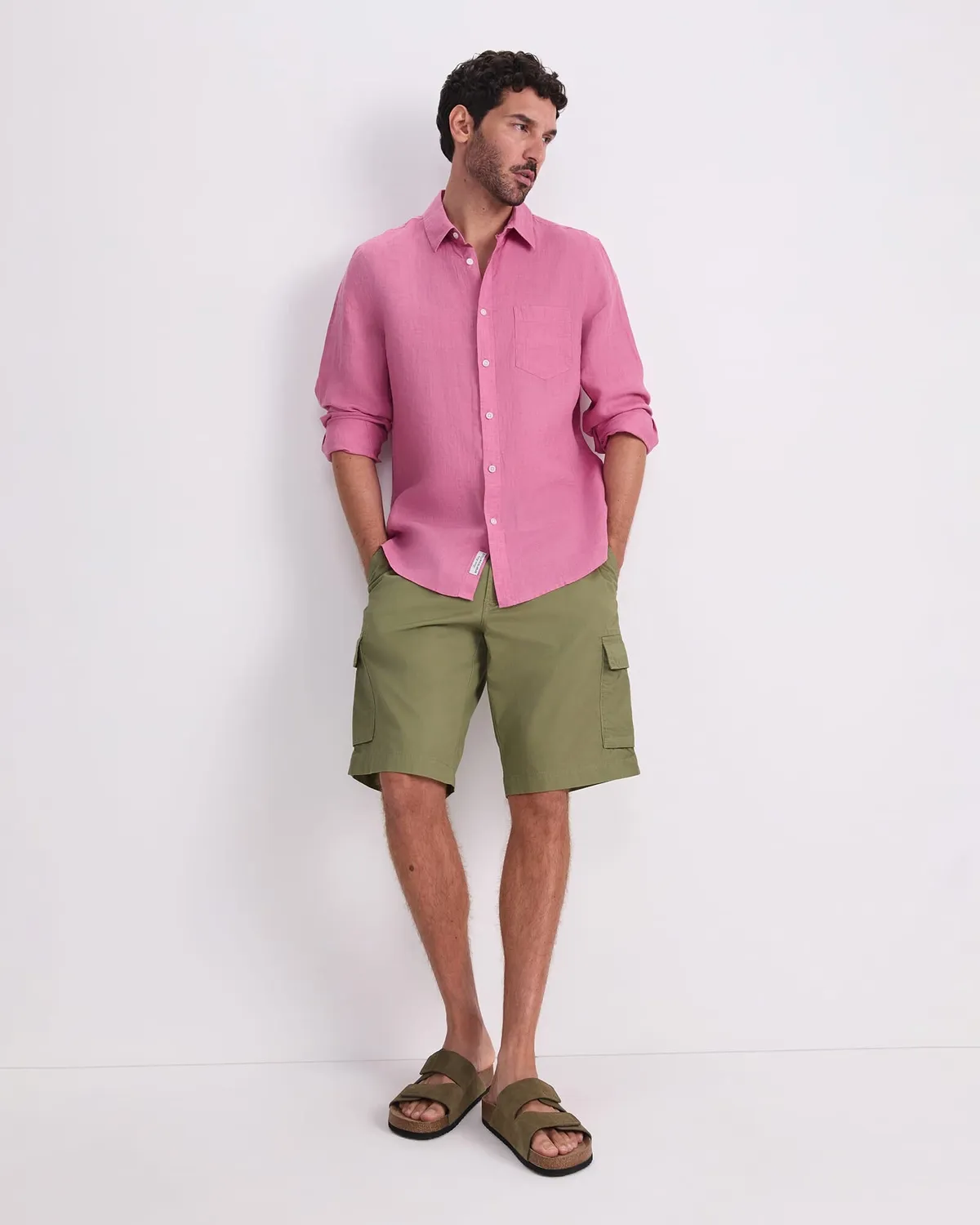 Sportscraft Delave camicia lino uomo manica lunga regolare