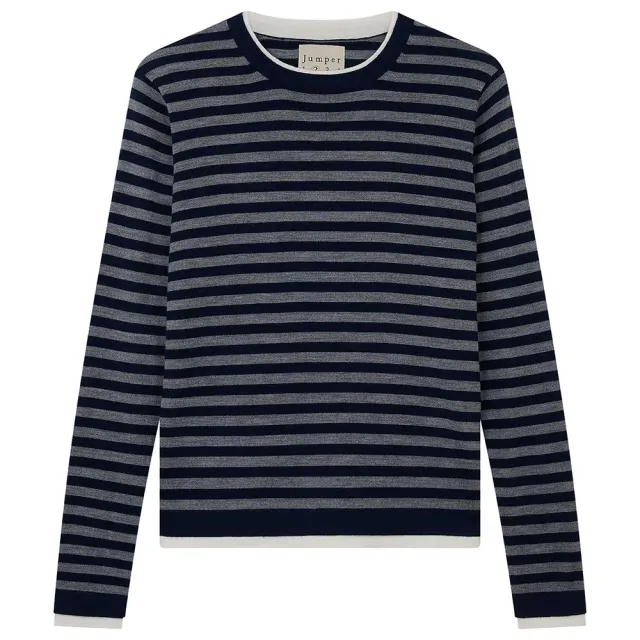 Jumper 1234 Stripe maglione righe navy merino lana