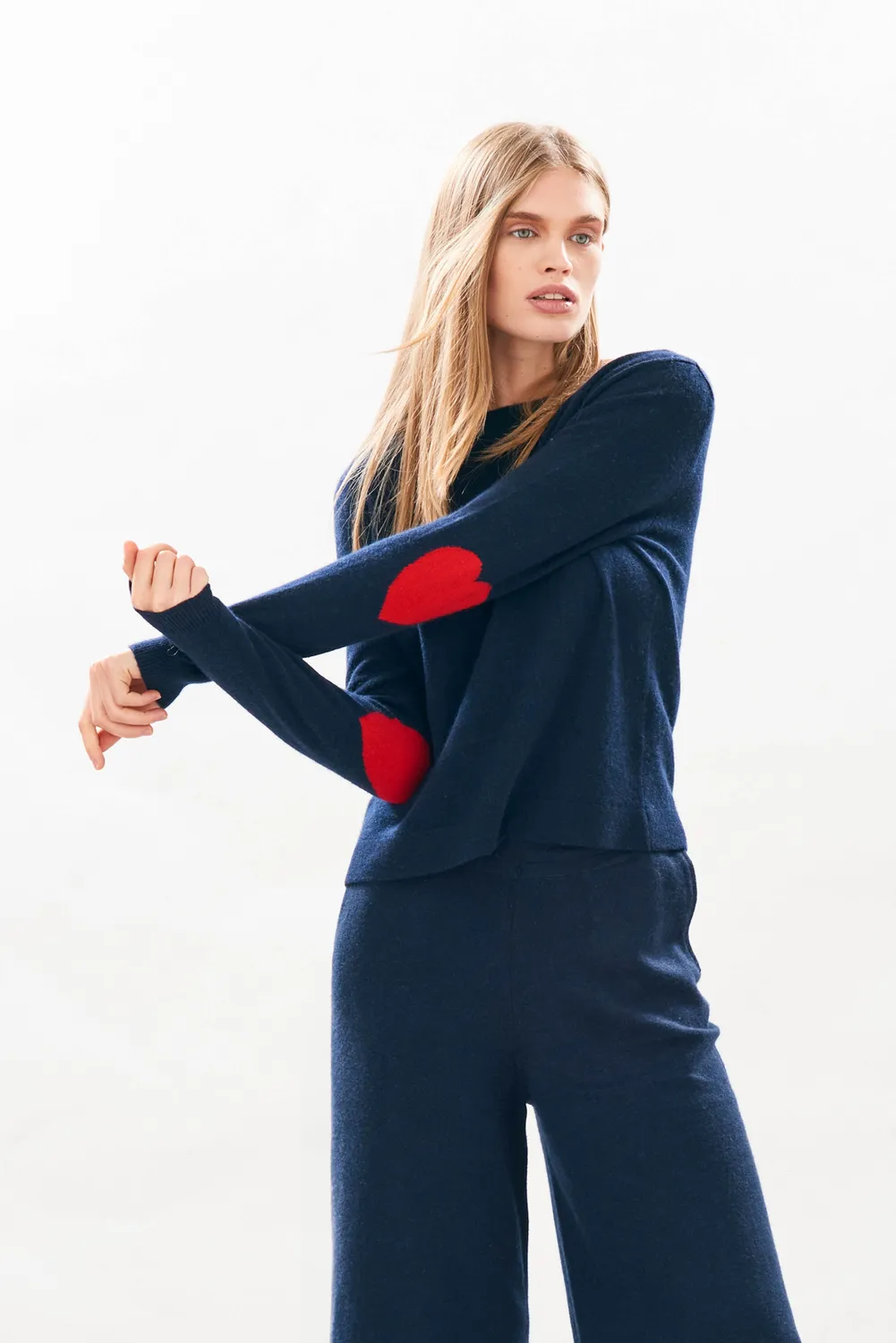 Jumper 1234 Heart Patch maglione cashmere navy rosso