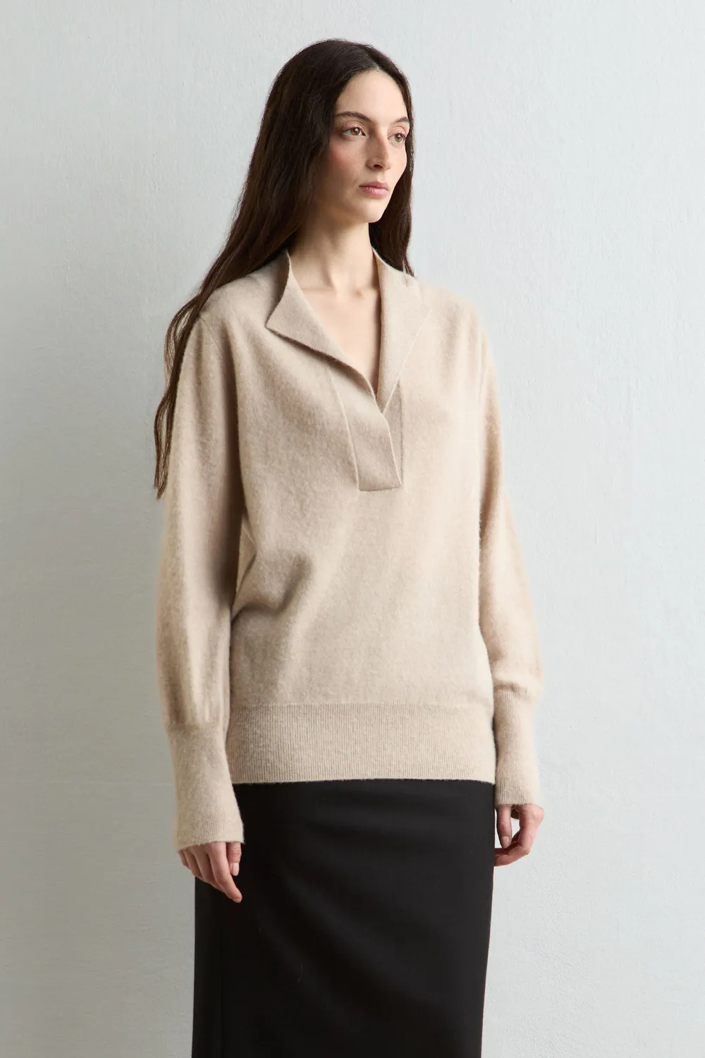Massimo Alba LUCY polo cashmere sesamo