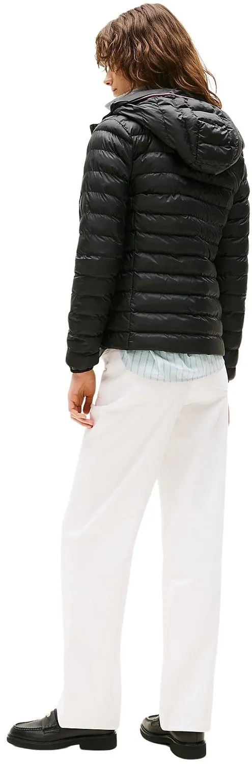 Tommy Hilfiger Global Stripe piumino donna nero con cappuccio