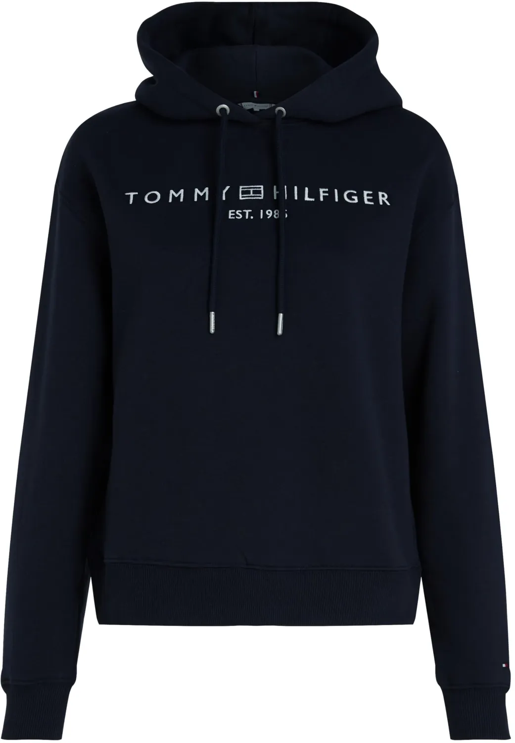Tommy Hilfiger Logo Felpa Donna con Cappuccio Nero Black