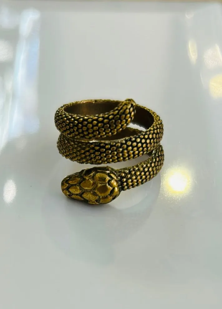 LOL Roma anello serpente ottone regolabile