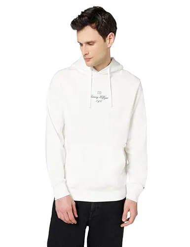 Tommy Hilfiger Outline Flag Script felpa cappuccio bianca L