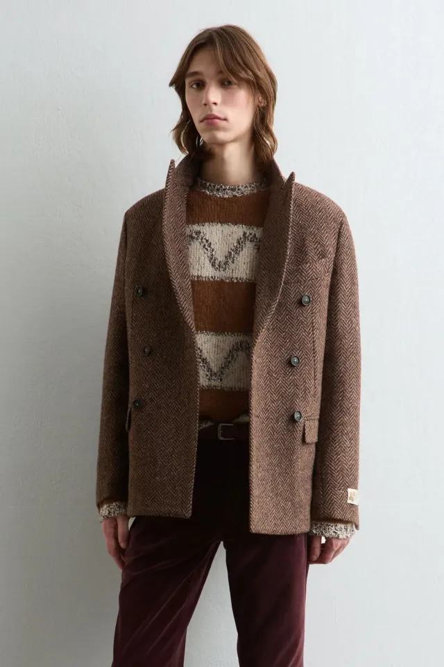 Massimo Alba Brando giacca uomo brown lino cotone
