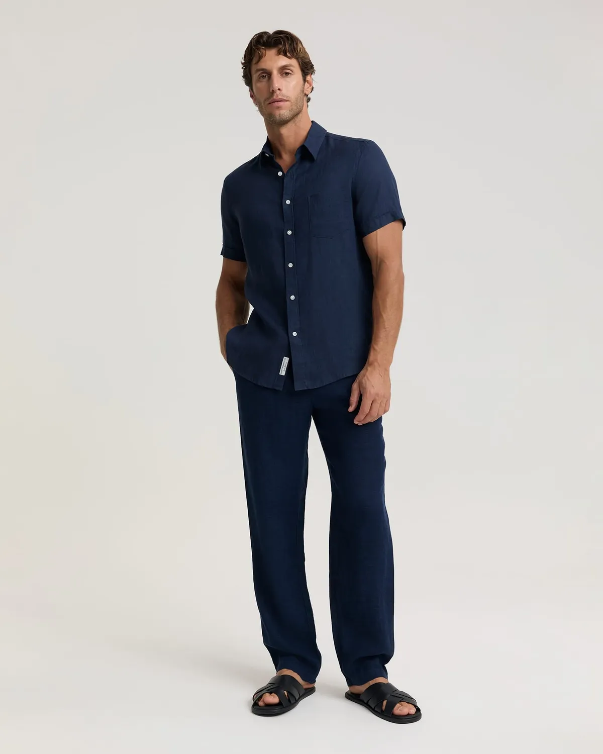 Sportscraft Linen camicia lino manica corta uomo regular
