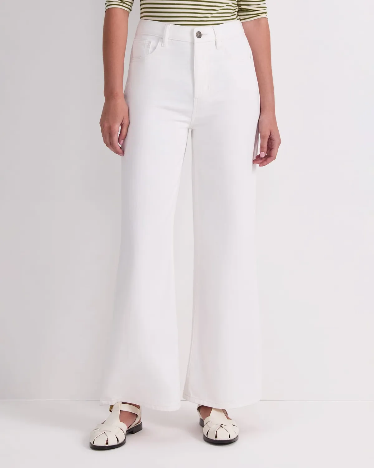 Sportscraft Simmi Wide Leg jeans bianchi elasticizzati