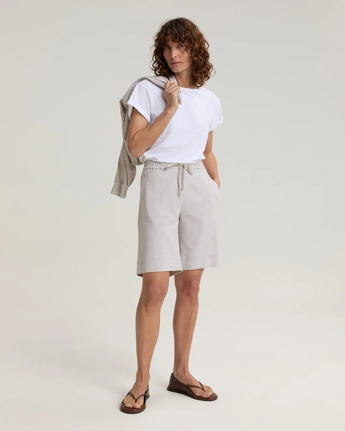 Sportscraft Rosa shorts lino vita elastica donna