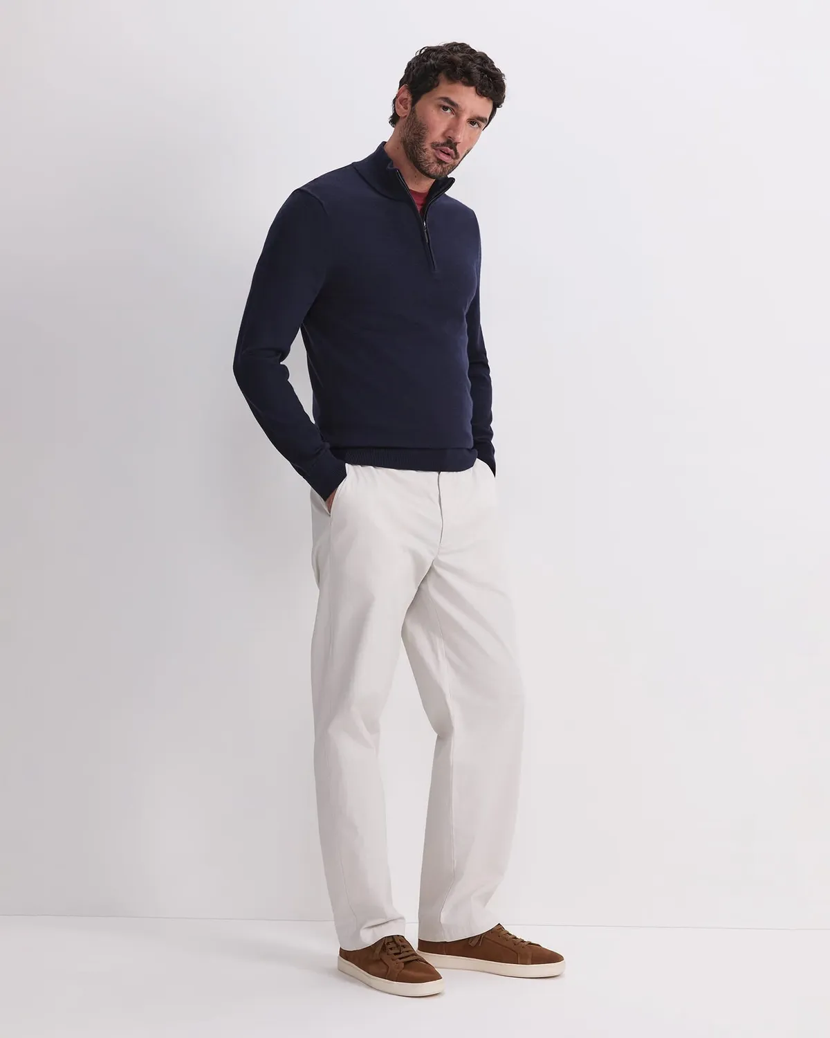 Sportscraft Merino Quarter Zip maglione lana uomo