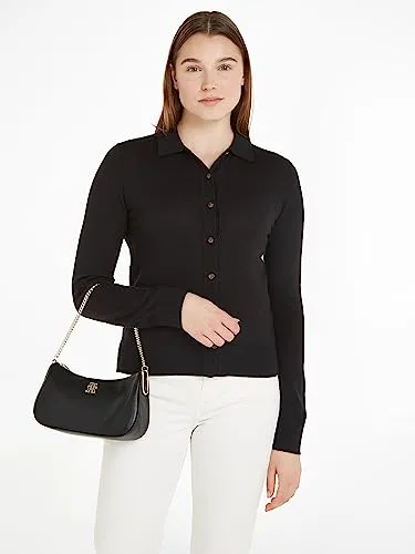 Tommy Hilfiger Timeless borsa a tracolla nera con catena