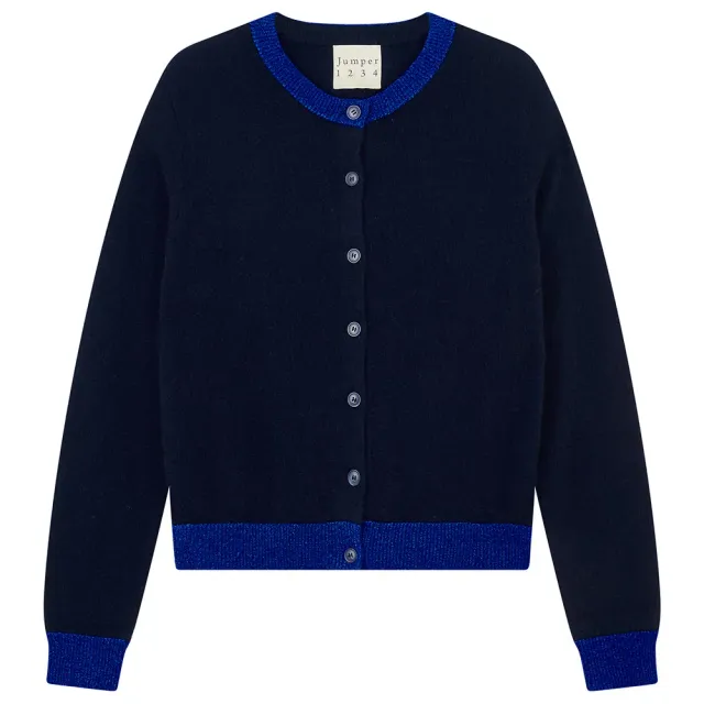 Jumper 1234 Lurex Trim cardigan cashmere blu navy