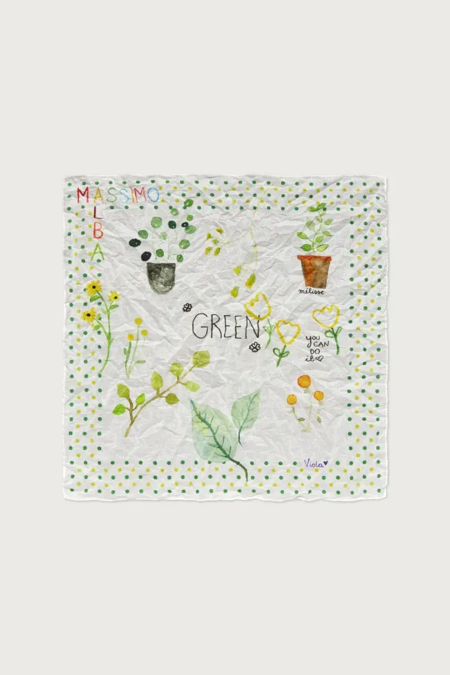 Massimo Alba Hanky1 fazzoletto verde cotone 45x45