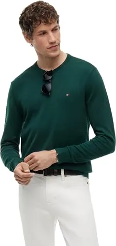Tommy Hilfiger Essential maglione girocollo verde ornamentale M cotone
