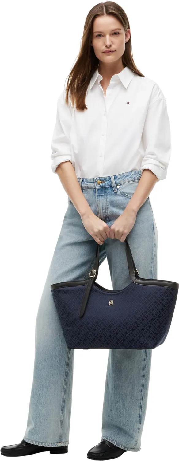 Tommy Hilfiger AW0AW18910 borsa jacquard blu Blue Mono