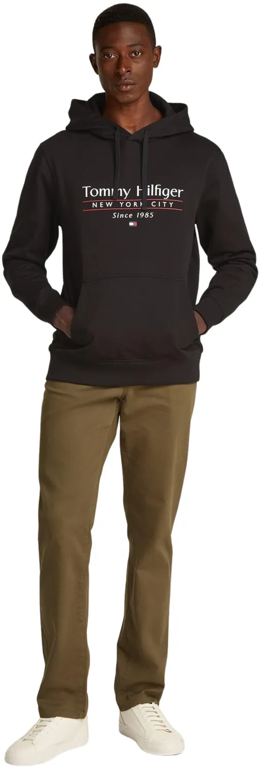 Tommy Hilfiger Center Stack felpa uomo nera cappuccio