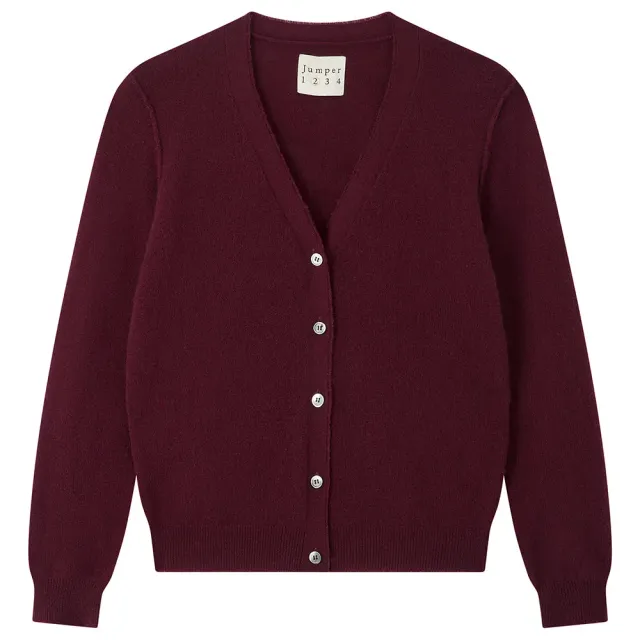 Jumper 1234 Distressed Vee cardigan cashmere bordeaux