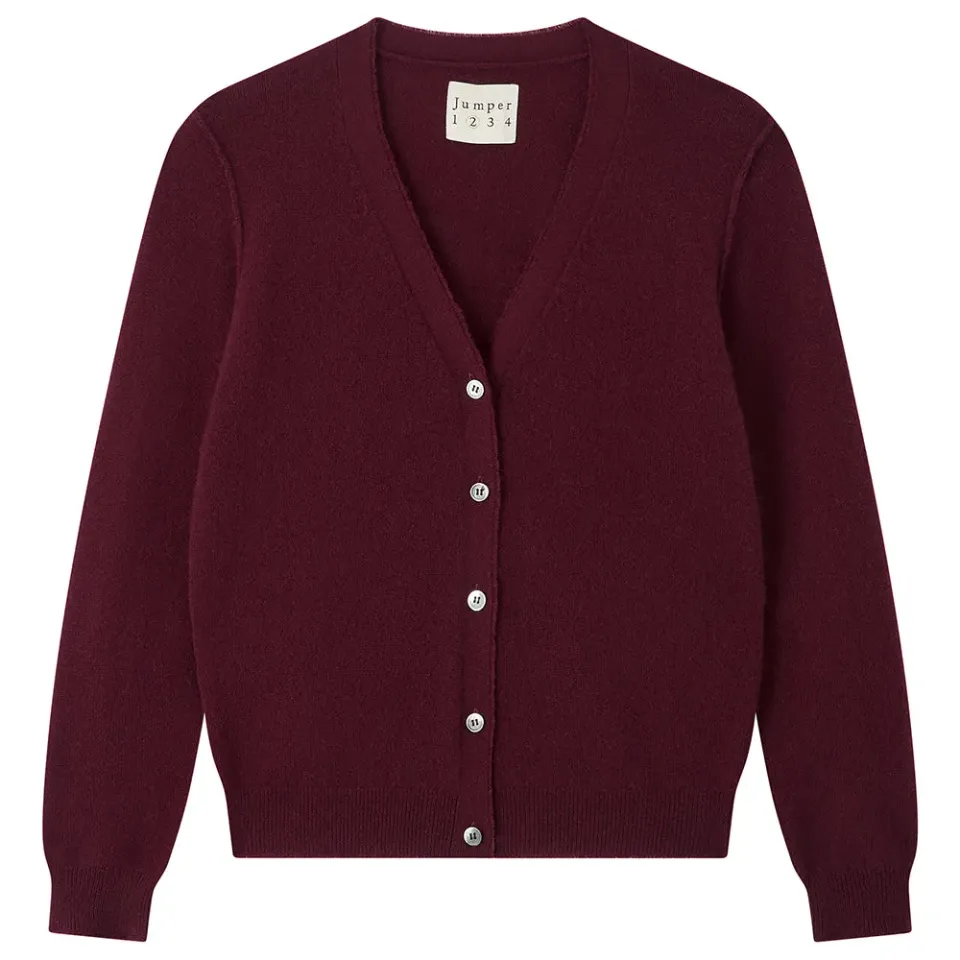 Jumper 1234 Distressed Vee cardigan cashmere bordeaux