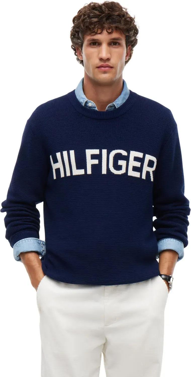 Tommy Hilfiger Waffle MW0MW44771 felpa uomo L blu navy
