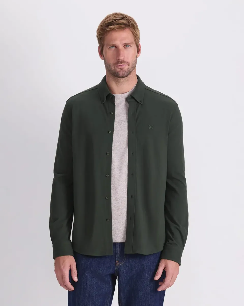 Sportscraft Pique camicia uomo cotone manica lunga