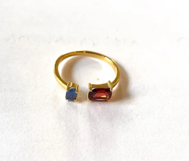LOL Roma Anello Aperto Bronzo Granata Cianite taglia unica