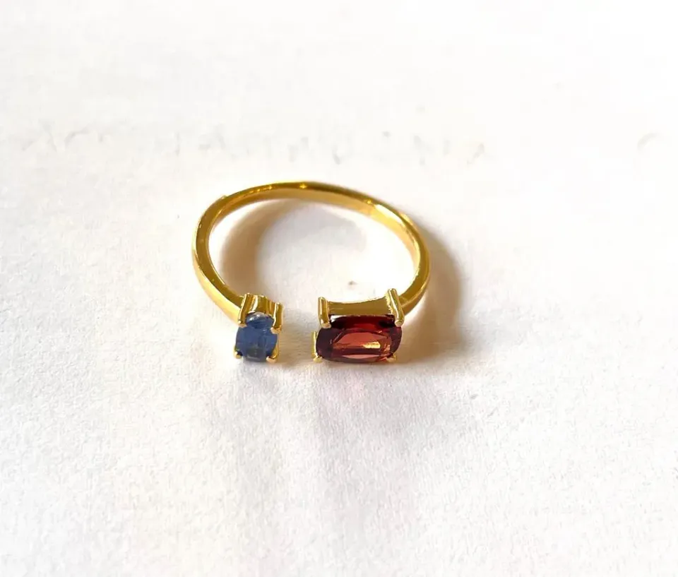LOL Roma Anello Aperto Bronzo Granata Cianite taglia unica
