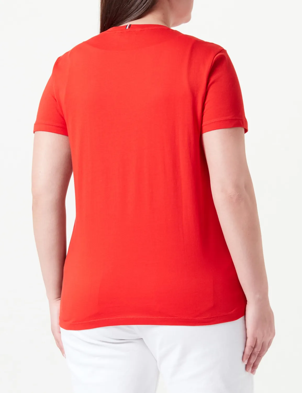 Tommy Hilfiger T-Shirt Donna Maniche Corte Rossa Scollo Rotondo
