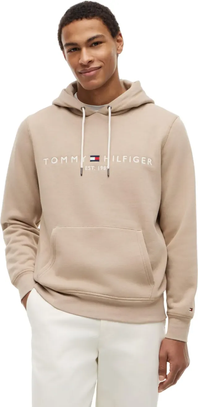Tommy Hilfiger Logo felpa uomo cappuccio blu cotone