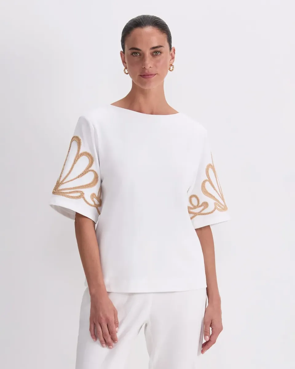 Sportscraft Eliza Embroidery Top maglia cotone ricamata