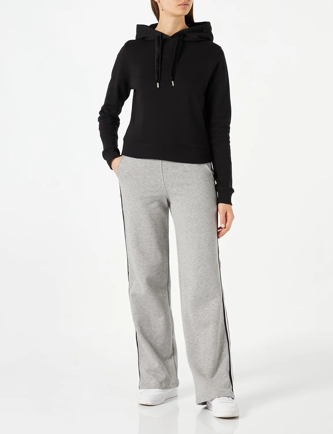 Tommy Hilfiger Velvet Trim WW0WW37174 felpa donna con cappuccio